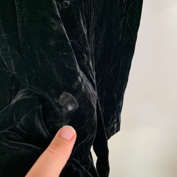 Lang Dress Women’s 4 Black Velvet Long Sleeve Mini Dress Shoulder Pads - Picture 11 of 12